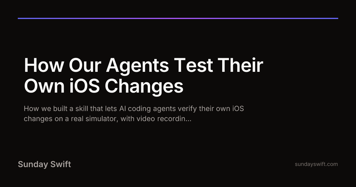 Sunday Swift article preview for an agent-driven iOS verification report